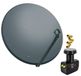 PremiumX Satellitenanlage, 100 cm Antenne, Stahl, Anthrazit, Twin LNB, 4x F-Stecker