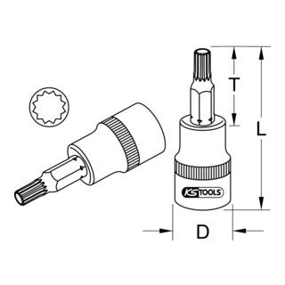 KS Tools 1/4" CHROMEplus bit inbus XZN, M4 - 1 piece