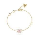 PULSEIRA GUESS BEAUTIFUL GOLD PLATED WHITE LOTUS FLOWER BRACELET JUBB04134JWYGWH - LENGTH: 18.5 CM