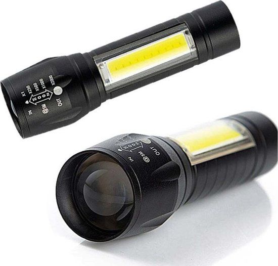 Bantach - 2x Zaklamp - Oplaadbaar - 2000 Lumen - LED - Zwart