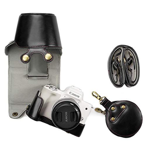 kinokoo EOS M50 Case, Travel en Storage Case voor Canon EOS M50 en 15-45mm lens, PU Lederen Cover Bag Protector Case, zwart