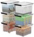 Boîte de rangement sans marque, boîte transparente avec couvercle et roues, 35 litres, plastique (polypropylène), transparent, set de 6