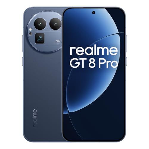 realme GT 8 Pro Smartphone 12 GB + 256 GB, RICOH GR-camerasysteem, ultrahelder 200 MP telefooncamera, Snapdragon 8 Elite Gen 5, 7000 mAh titanium batterij, blauw (met adapter)