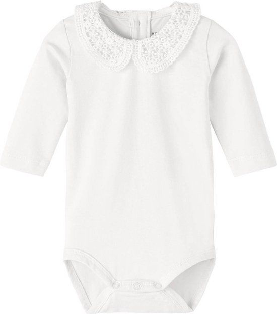 NAME IT NBFTYLLA LS BODY NOOS Baby Romper - White Alyssum - Maat 74