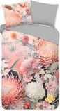 Good Morning Dekbedovertrek Bloemen - 1 Persoons 140x200/220 cm - Perzik - 100% Katoen Renforcé