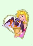 Komar Disney muurschildering Aurora & Owl | kinderkamer, babykamer, decoratie, kunstdruk | zonder lijst | WB081-50x70 | grootte: 50 x 70 cm (breedte x hoogte)