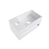 Wiesbaden Fontein Solid Surface Rechthoek Rechts 35.6x20.3x15.9cm Mat Wit 1 Kraangaat met Handdoekhouder