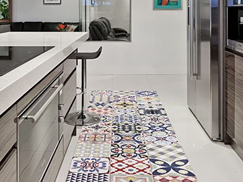 Tadi & Imperio1979 Hydraulische vinyl tapijt, meerkleurig, voor keuken, hal, toilet, slaapkamer met antislip pvc-onderkant.