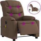 vidaXL Fauteuil de massage électrique réglable tissu marron