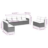 vidaXL 8-delige Loungeset met Kussens, Poly Rattan, Bruin