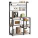 VASAGLE Keukenplank, met magneetstrip voor messen, 12 haken | Keukeneiland, keukenwerkblad, staande plank, draadmand, keukenrolhouder, Beige-Zwart, BARNET Collection KKS026B02