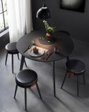 VASAGLE EKHO Collectie - Set van 2 Eetkamerstoelen - Gevoerde zitting PU met stiksels - Zwart
