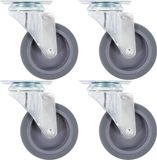 vidaXL Zwenkwielen 75 mm - 12 stuks - Grijs - Met rem