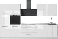 Vicco Complete keukeneenheid Fame-Line, Wit Hoogglans/Wit, 340 cm, WB Marmer