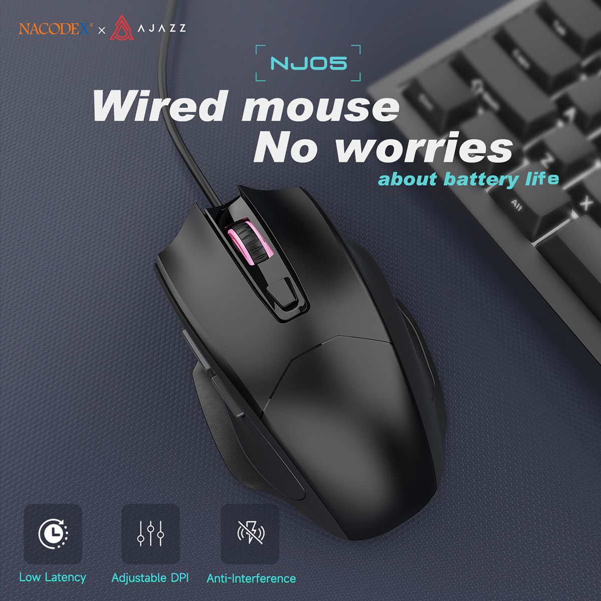 AJAZZ NJ05 Bedrade muis 3D-scrollwiel Zes knoppen voor meer opties bij Office Games