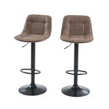 BAÏTA Tom Barkruk van PU, bruin, met metalen voet, zwart, 2 stuks