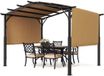 Pergola 3x3 m Beige/Zwart Cadre en acier avec poteaux marqués, Toile de toit en polyester coulissante, Matériel de fixation et pinces, Supports et sacs de sable pour éviter l'accumulation d'eau, Instructions d'installation détaillées