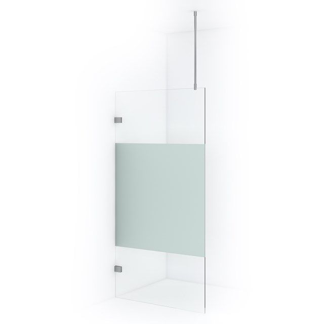 Maxaro Inloopdouche Diamond 100cm 8mm Helder Veiligheidsglas met Matte Strook Chroom