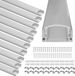 Merkloos LED Aluminium profiel - 10 x 1m Aluminium ledstrip opbouw profiel - Slim line LED Profiel in U-Vorm - voor LED Strips - LED Aluminium Profielen - LED Strip Profiel Hoek - Compleet incl. afdekkap
