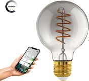 EGLO connect.z Smart LED Lamp - E27 - Ø 9,5 cm - Smoke - Rookglas - 2000K - Dimbaar - Zigbee