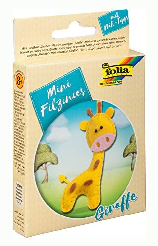 Folia 52904 Vilten naaiset voor kinderen mini filzinie, hanger giraffe, 13-delig