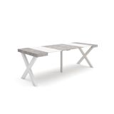 Skraut Home Uittrekbare Consoletafel Eettafel 220cm Wit en Cement