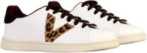 Victoria Dames Sneakers met veters, lage sneakers, leerlook, dierenprint, rood, maat 39