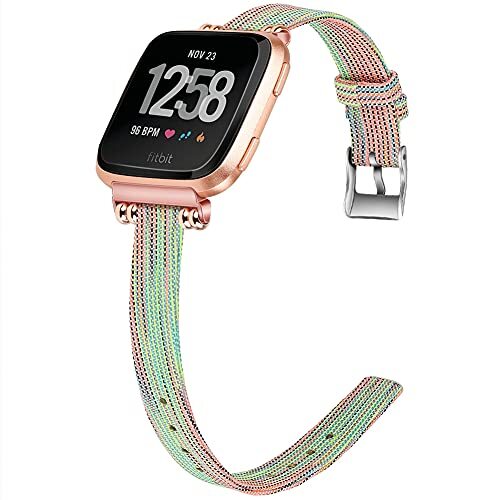 Chainfo compatibel met Fitbit Versa 2 / Versa 2 SE/Versa Lite/Versa smartwatch Watch Band, Canvas Fabric Sport Strap Replacement Watchband Wristband for Smart Watch (Pattern 1)