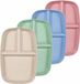 Holland Connections Set de 4 assiettes, 3 compartiments, plastique, bleu, rose, vert, beige