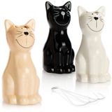 Merkloos Radiator Luchtbevochtiger - Keramiek en metaal - Kattenmotief - 21 x 10 x 7,5 cm - Wit, zwart en beige