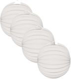Merkloos Party lampion van papier - 4x - ronde vorm - wit - dia 22 cm