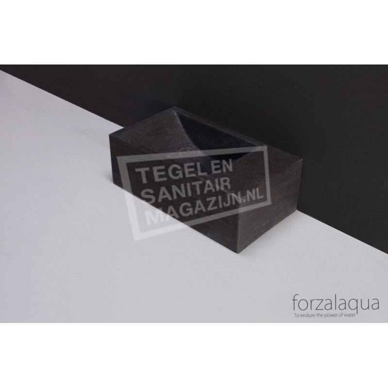 Forzalaqua Venetia Xs fontein 29x16x10cm RECHTHOEK 1 kraangat rechts Hardsteen gezoet Blauw grijs 100234