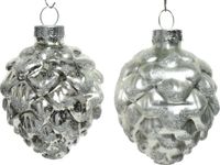 Decoris Denappel Dennenappel glas d5h7 cm zilver 6st