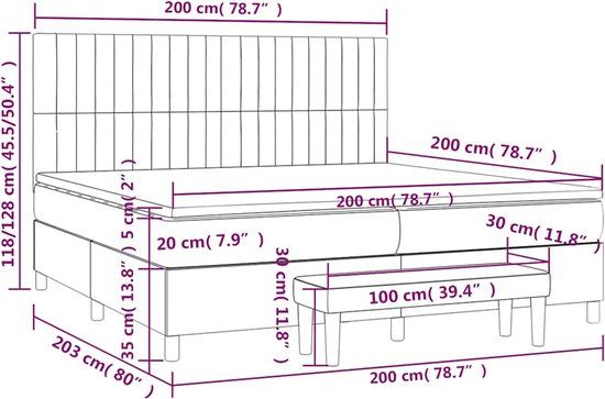 vidaXL Boxspring met matras stof zwart 200x200 cm