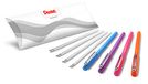 Pentel BX460 iZee Balpen, 4 kleuren, met vullingen, verschillende kleuren, kleur van de behuizing komt overeen met de schrijfkleur, dop met metalen clip, lijndikte 0,5 mm = diameter:
