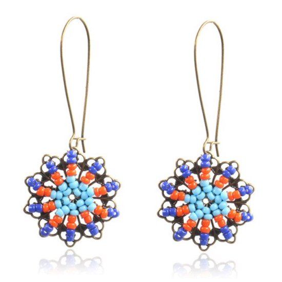 Deja Jewels Lookinggoodtoday Ronde multicolor dames oorbellen oorhangers met kraaltjes