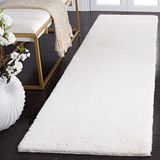 SAFAVIEH Hedendaags tapijt voor machinewasbaar en antislip - woonkamer, eetkamer, slaapkamer - Faux Rabbit Fur Collection, korte pool, crème, 62 x 240 cm