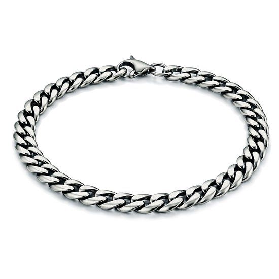 LGT JWLS Stalen heren armband Gourmet schakel Vintage 5mm-23cm