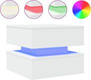 vidaXL Salontafel met LED-verlichting, wit, 50x50x40 cm