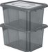 EDA Boîte de rangement 55L - 3x - gris - empilable - L58 x l44 x H31 cm - plastique - Bac/boîte avec couvercle