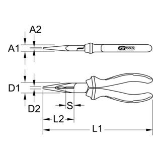 KS Tools ERGOTORQUE VDE platrondbektang, 165mm