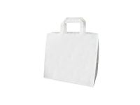 Carte Dozio Kraft Shopper met vierkante bodem, wit, platte handgreep, 32+21x27 cm, 250 stuks