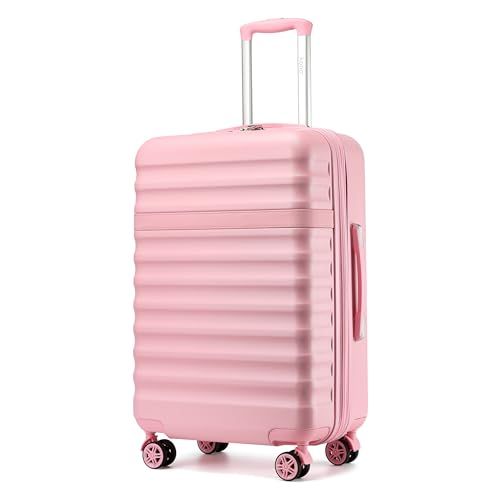 Kono Carry On Koffer ABS+PC Hardshell Lichtgewicht Reizen Cabine Bagage met TSA Slot Spinner Wielen, roze, Medium-24 inch