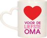 Bellatio Decorations Cadeau koffie/thee mok voor oma - rood - hartjes oor - keramiek - 300 ml