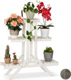 Merkloos Relaxdays plantenstandaard hout - 5 plateaus - binnen - 83x83x28 cm - wit