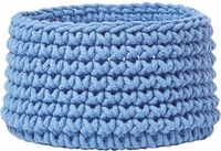 Homescapes Gebreide opbergmand, 100% katoen blauw - 37 x 21 cm