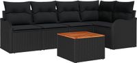 vidaXL Tuinbank Set 6-delig Zwart Polywood
