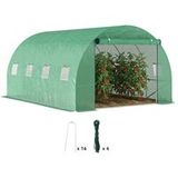 Serre de jardin 3 x 4 x 2 m avec porte enroulable et grandes fenêtres, en acier galvanisé et PE, vert