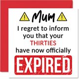 Grappige 40e verjaardagskaarten voor mama - je jaren dertig zijn verlopen - Happy Birthday Card voor mama van zoon dochter, 145mm x 145mm Banter Joke Humor Bday wenskaarten cadeau