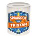 Bellatio Decorations Tirelire enfant avec nom - Tristan - céramique - avec bouchon - blanc